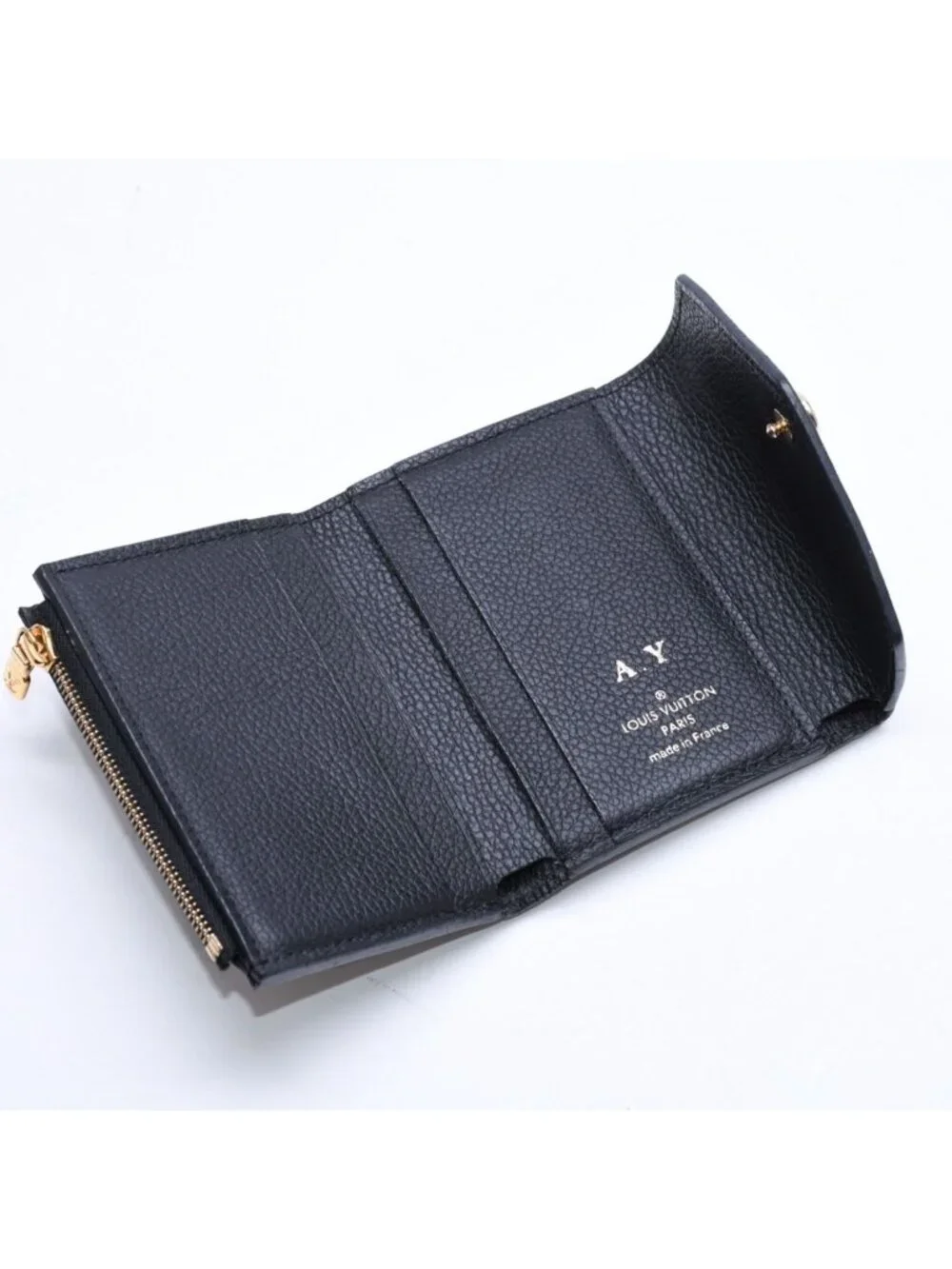 Louis Vuitton Trifold Wallet Portefeuille Zoe Black Gold